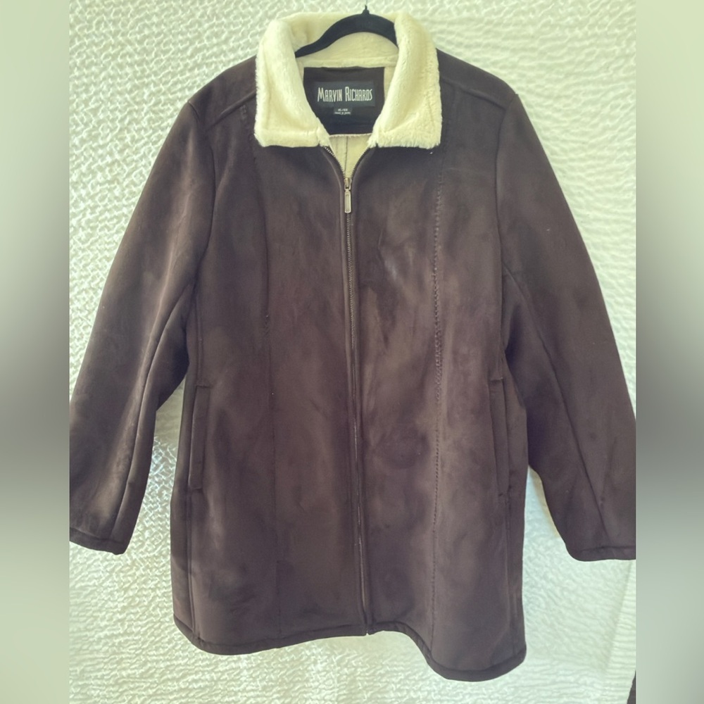 Marvin Richards Suede Dark Brown XL leather fleece lined & trim Western Jacket